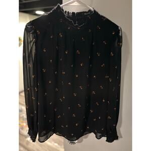 Madewell Floral Sheer Lined Puff Sleeve Blouse